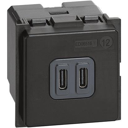 Зарядний пристрій USB Тип C-C 3000мА 2 модуля LIVING NOW K4286C2