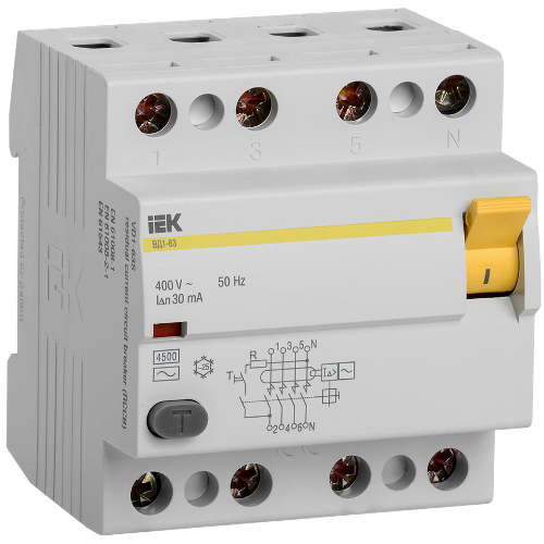Диференційне реле ВД1-63 4-полюса 32А 30мА IEK MDV10-4-032-030