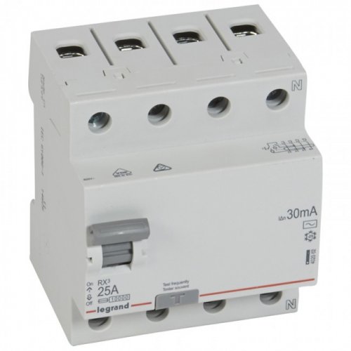 Дифференциальное реле Legrand RX³ 30mA 25А 4-полюса (402062)