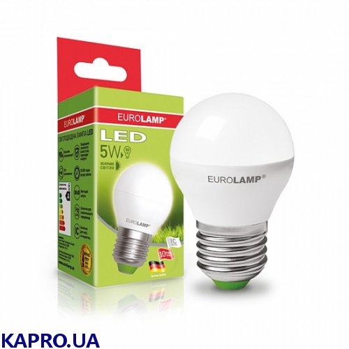 Лампа LED ЕКО куля G45 5W E27 4000K EUROLAMP LED-G45-05274(D)