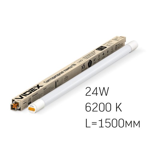 Лампа світлодіодна VIDEX T8b 24W 1.5M 6200K, матова (VL-T8-24156)