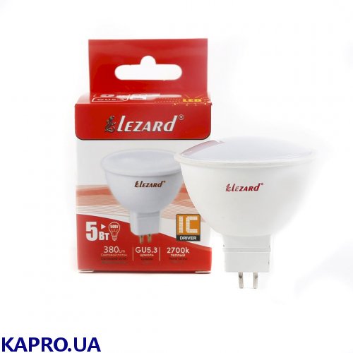 Лампа LED GU5,3 220V MR16 5,0W/2700 Lezard 427-MR16-05