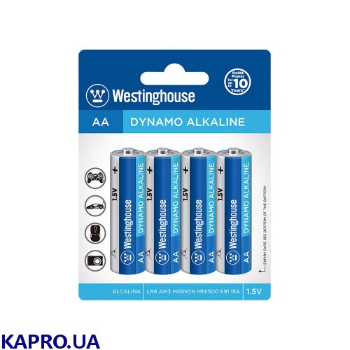 Лужна батарея Westinghouse Dynamo Alkaline AA/LR6 4шт/уп blister