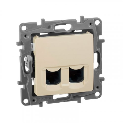 Розетка комп'ютерна 2*RJ45 UTP Legrand Etika 672355 слонова кістка
