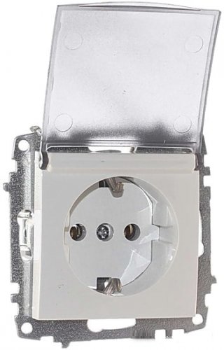 Розетка с заземлением и крышкой El-bi Zena 609-010200-218 белый