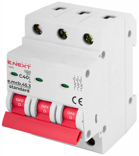 Выключатель автоматический e.mcb.stand.45.3.C40, 3р, 40А, C, 4,5 кА E.Next s002035