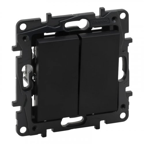 Переключатель двухклавишный Legrand Niloe Step 863508 черный
