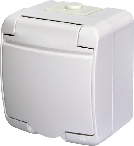 Розетка с заземлением и крышкой ETI Hermetics RHE-1s IP54, белая (4668015)  Розетка с заземлением и крышкой ETI Hermetics RHE-1s IP54, белая (4668015)