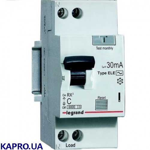 Диференційний автоматичний вимикач 1+N Legrand RX³ AC-25/0,03А (419401)
