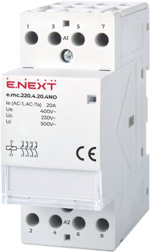 Контактор e.mc.220.4.20.4NO 20А 220В 4НО E.Next p005019