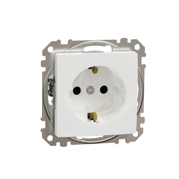 Розетка с заземлением и шторками белая Sedna Design SDD111022