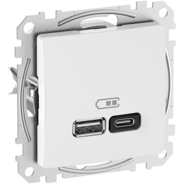 Розетка USB тип A+С 3A 45Вт белая Sedna Design SDD111404