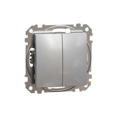 Выключатель двухклавишный алюминий Sedna Design SDD113105