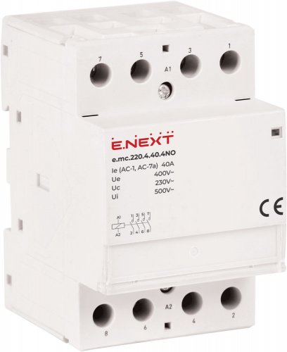 Контактор e.mc.220.4.40.4NO 40А 220В 4НО E.Next p005007