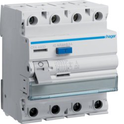 Дифференциальное реле 4-полюса Hager CFA440D 40/0,3А