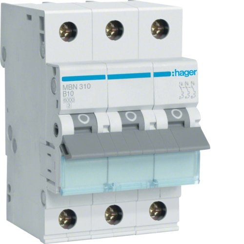 Вимикач автоматичний 3-п Hager 6kA MBN310 В 10A