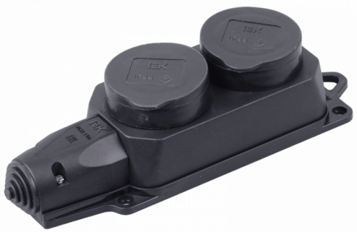 Розетка З/К 2-я каучук IP44 ОМЕГА РБ32-1-0м UEK PKR62-016-2-UA черная