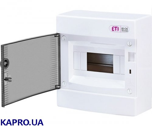 Корпус накладной пластиковый ECT 8PT IP40, прозрачная дверца, ETI 001101000