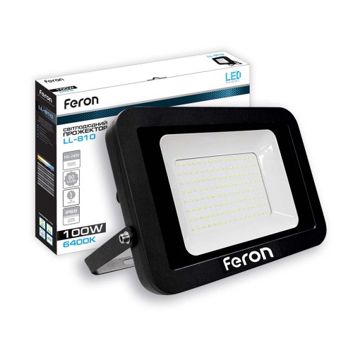 Світлодіодний прожектор Feron LL-810 100Вт 6400K IP65 чорний