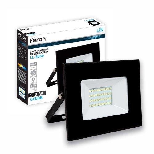 Светодиодный прожектор Feron LL-8050 50Вт 6400K IP65 черный