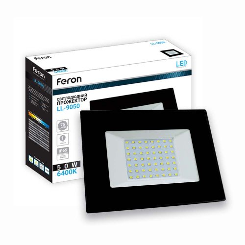Светодиодный прожектор Feron LL-9050 50Вт 6400K IP65 черный