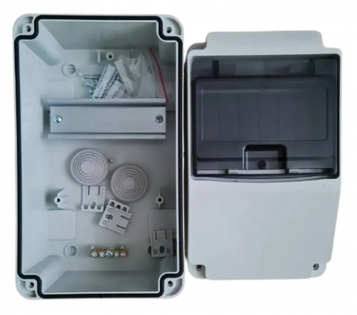 Бокс під комбінацію автоматів (6 модулів) та розеток 220x130x115 IP65 CET-SAN KB.0481