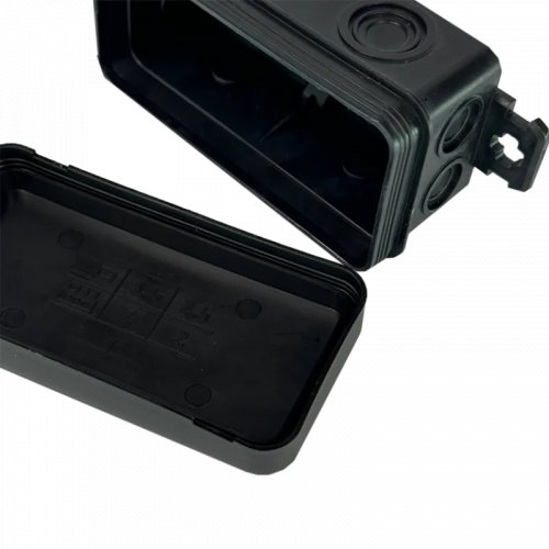 Коробка монтажна для відкритого встановлення без отворів 78х36х34 мм (зовн. 85х43х38 мм) IP54 чорна UEC JB-078-036-034-IP54-BL