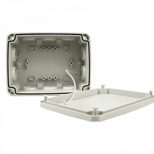 Коробка монтажная для открытой установки 146х105х65 мм (наруж.162х122х68 мм) IP66 со скобами серая UEC JB-146-105-065-GF-IP66-GR