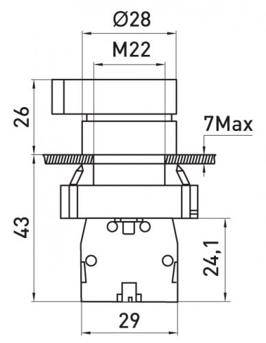 Перемикач з фіксацією та подовженою рукояткою e.mb.bj25 "1-0" 1NO+1NC E.Next p0810135