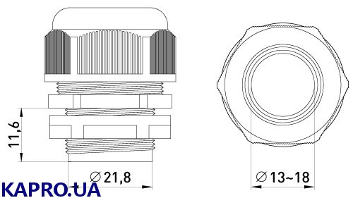 Сальник PG 21 диаметр проводника 13-18мм IP54 E.Next s018006