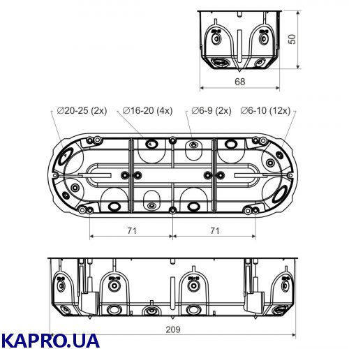 Коробка приборная для полых стен KOPOS KPL 64-50/3LD_NA