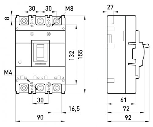 Вимикач автоматичний e.industrial.ukm.100S.80, 3р, 80А E.Next i0010005